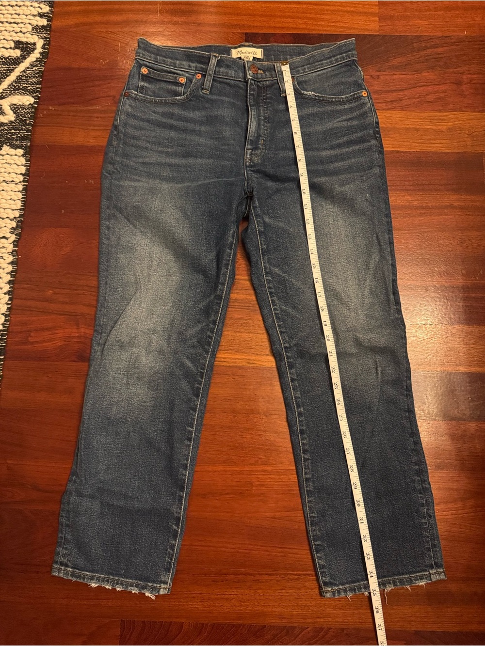 Madewell Mid-Rise Classic Straight-Leg Jeans in Dark Blue Wash